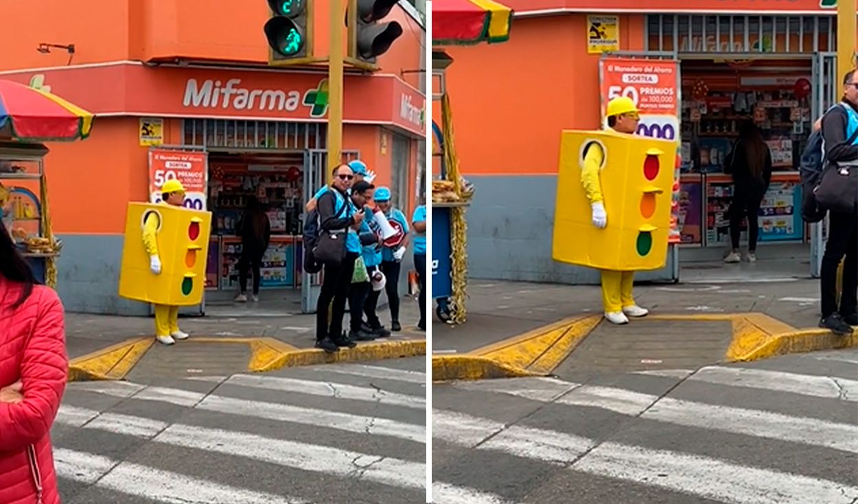 Hombre Trabaja Vestido De Semáforo En Las Calles De Lima Y Usuarios ...